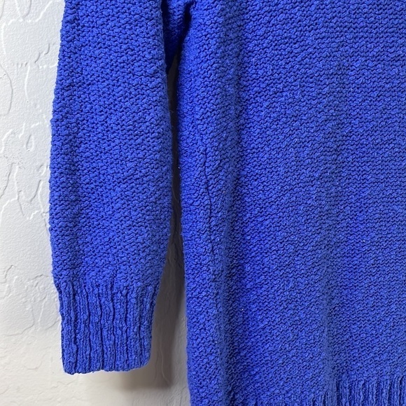 H&m blue crewneck sweater three-quarter length sleeves zips in back size small - Picture 3 of 9